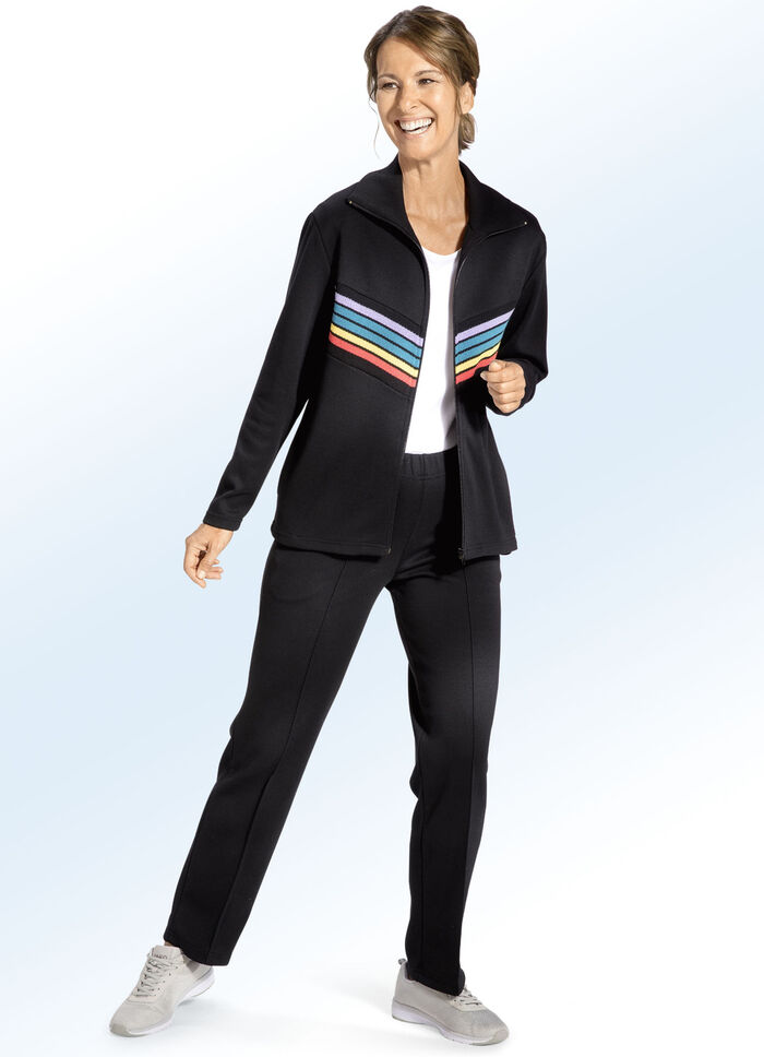 &laquo;Plantier&raquo;-Freizeitanzug mit Strickeins&auml;tzen 