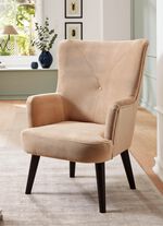 Bequemer Sessel auf Holzf&uuml;&szlig;en BEIGE