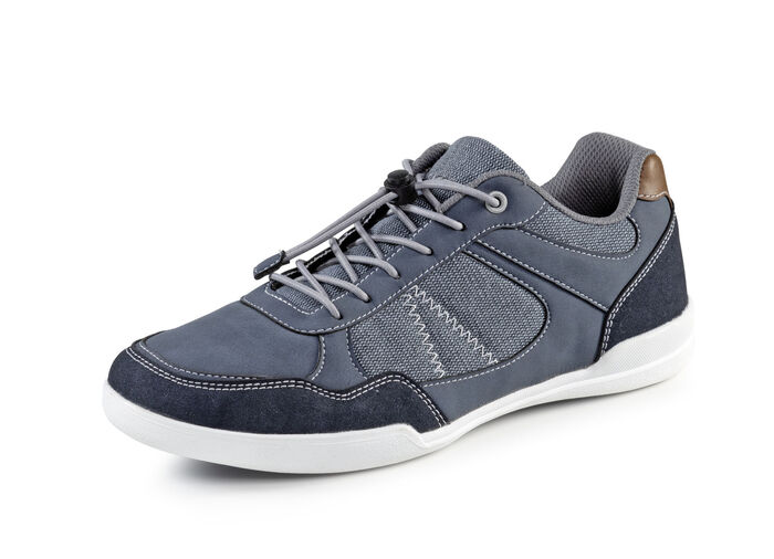 Sneaker mit elastischem Schnellschnürsystem mit Stopper BLAU-COGNAC