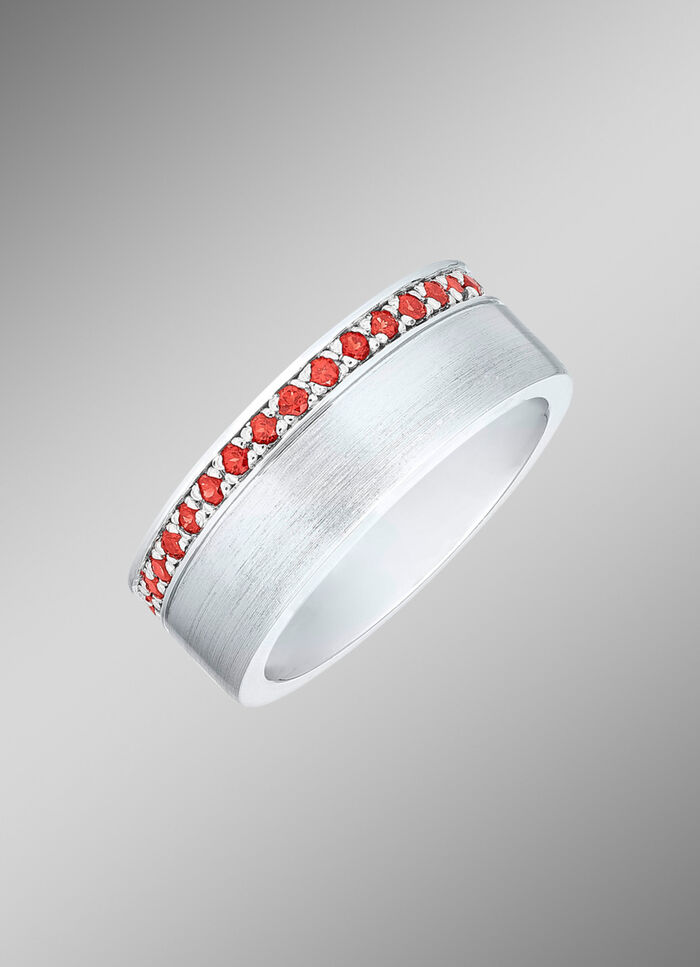 Satinierter Damenring mit Granat 