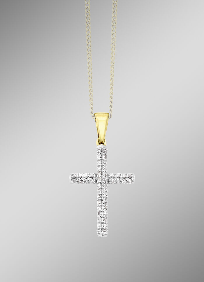 Kreuz-Anhänger mit Diamanten 