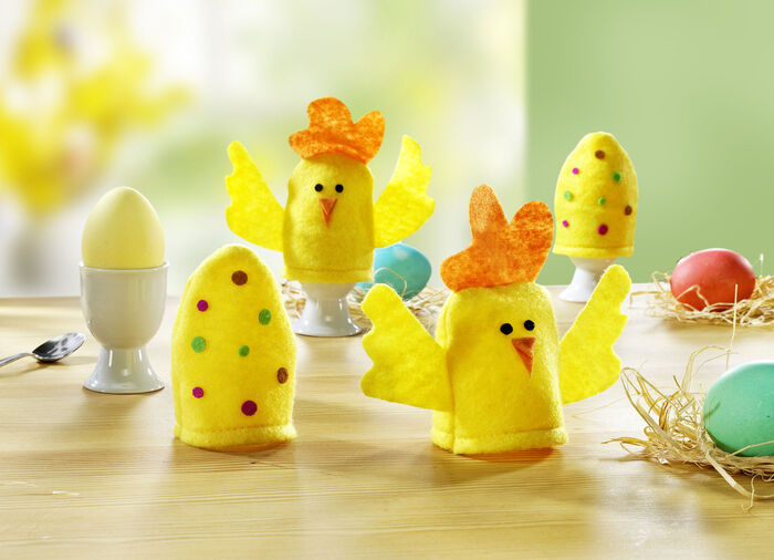 Originelle Eierwärmer aus Textilmaterial, 4er-Set