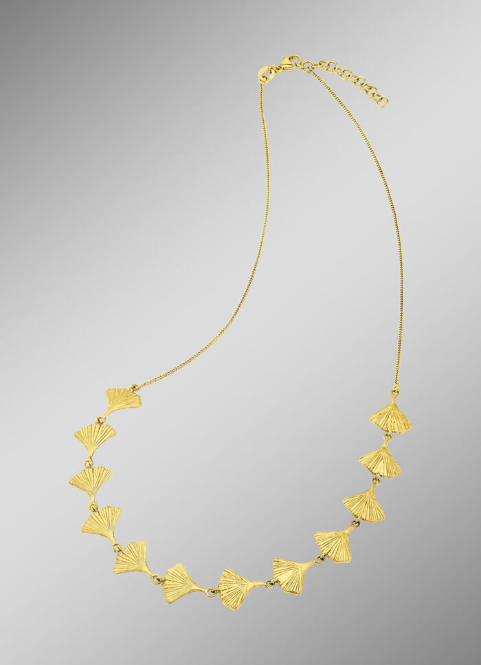 Mattierte Halskette mit Glücksbringer Ginkgoblatt