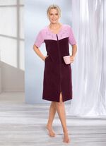 Hauskleid mit Schmucksteinzier AUBERGINE-ROS&Eacute;