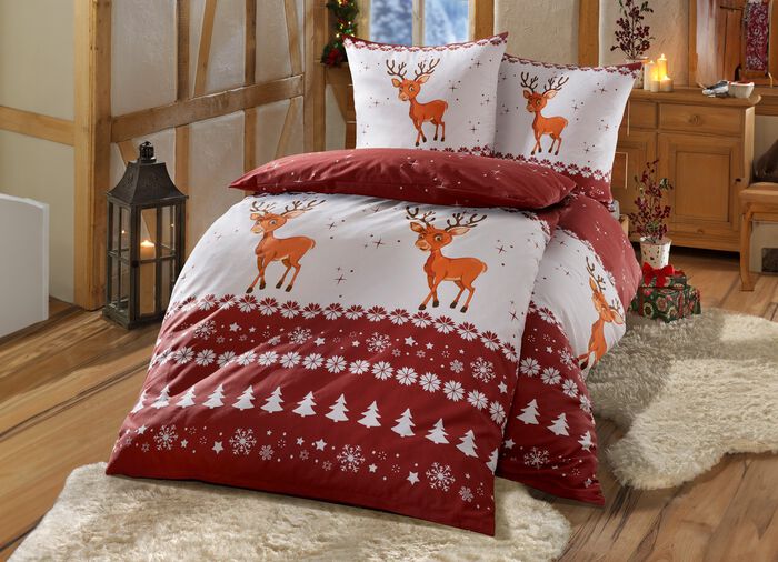 Flanell-Bettw&auml;sche-Garnitur mit Reissverschluss 