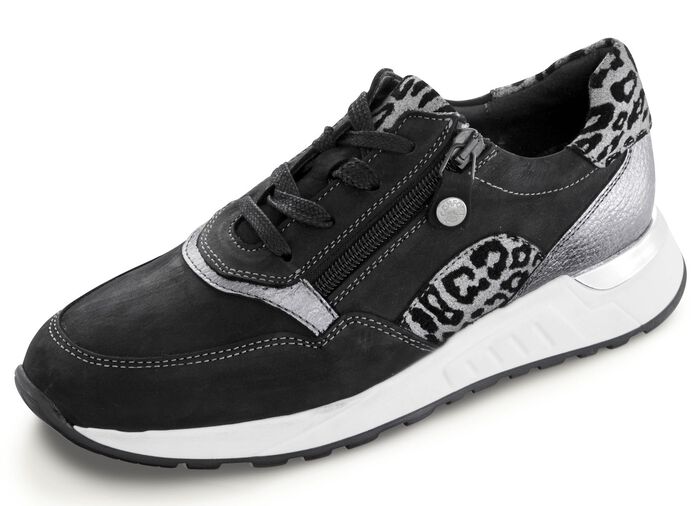 Schn&uuml;rschuh mit Raubtier-Pr&auml;gung SCHWARZ