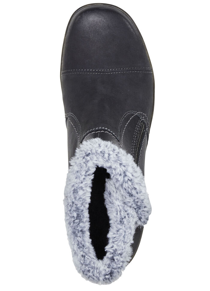 ELENA EDEN Bootie mit grauem Pl&uuml;schkragen SCHWARZ-GRAU