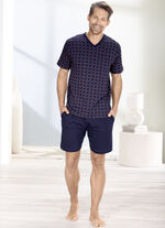 Shorty mit Alloverdessin und V-Ausschnitt  