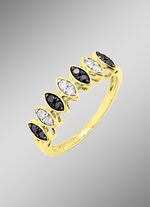 Damenring mit Brillanten in Schwarz und Weiss 