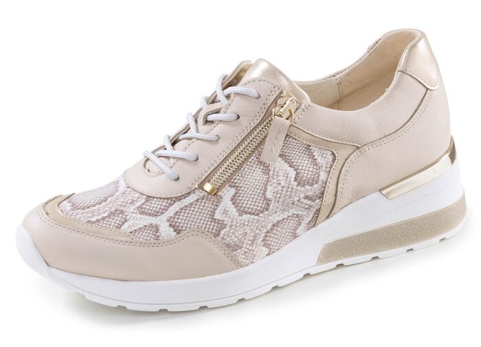 Waldl&auml;ufer, bequeme Damen-Schn&uuml;rschuhe, Weite H, mit herausnehmbarem Fussbett BEIGE-GOLD