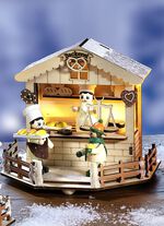 Weihnachtsmarktstand aus Holz mit LED-Beleuchtung 