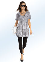 Longshirt mit Faltenlegung in 3 Farben SCHWARZ-WEISS