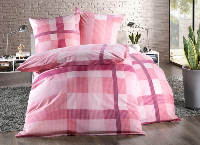 Bettw&auml;sche-Garnitur aus Baumwolle RUBINROT