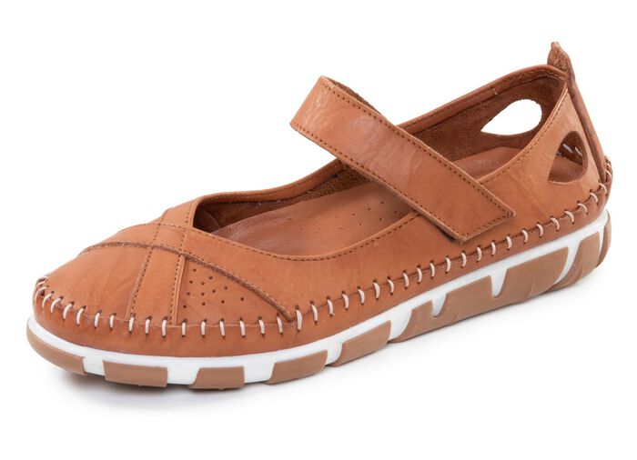 Gemini, bequeme Damen-Slipper, Weite G, mit herausnehmbarem Fussbett COGNAC