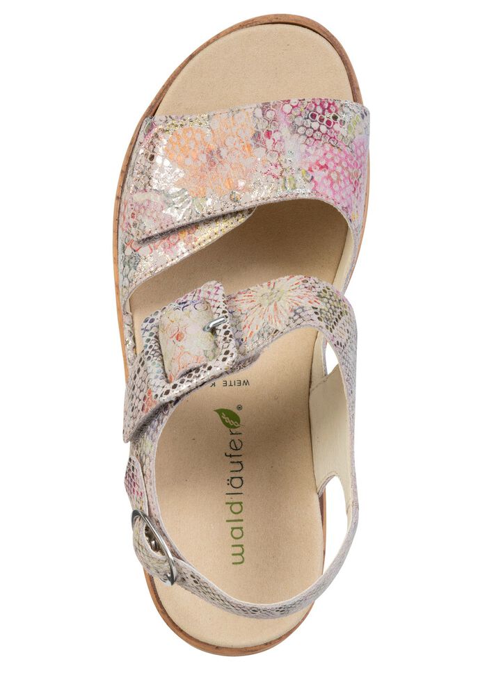 Waldl&auml;ufer, bequeme Damen-Sandaletten, Weite K, mit herausnehmbarem Fussbett ROS&Eacute;-BUNT