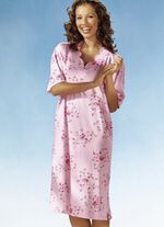 Nachthemd, Kurzarm mit V-Ausschnitt MAGNOLIE-BUNT