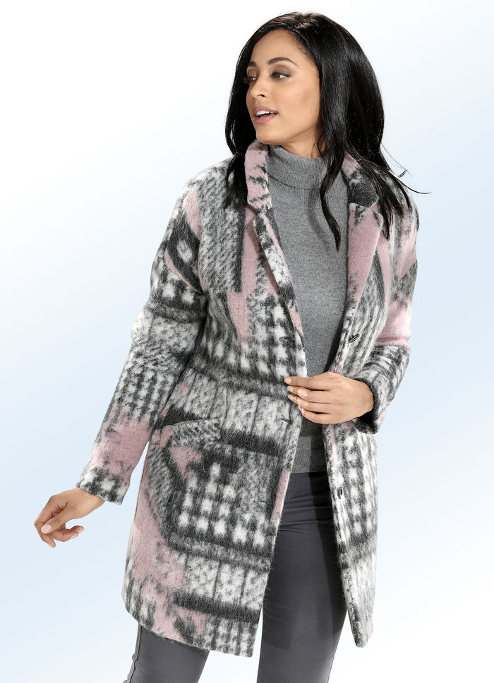 Longjacke mit dekorativem Allover-Dessin 