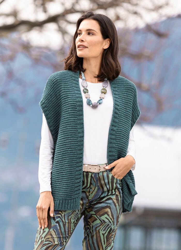 Gilet mit Alpaka  DUNKELSALBEI MELIERT