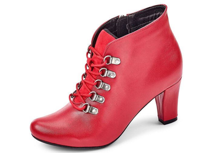 Schn&uuml;r-Stiefelette im Vintage-Stil ROT