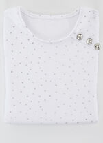 Shirt mit Sternchen-Druck allover in 2 Farben WEISS-SILBERFARBEN