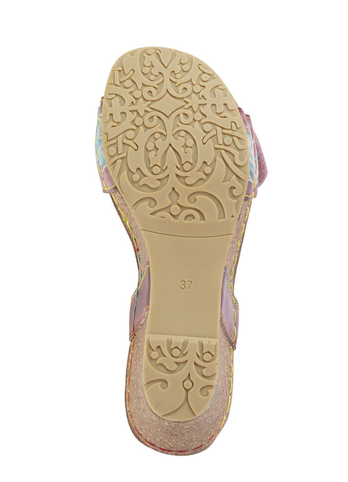 Laura Vita Sandalette mit Bl&uuml;tenschmuck BURGUND-BUNT