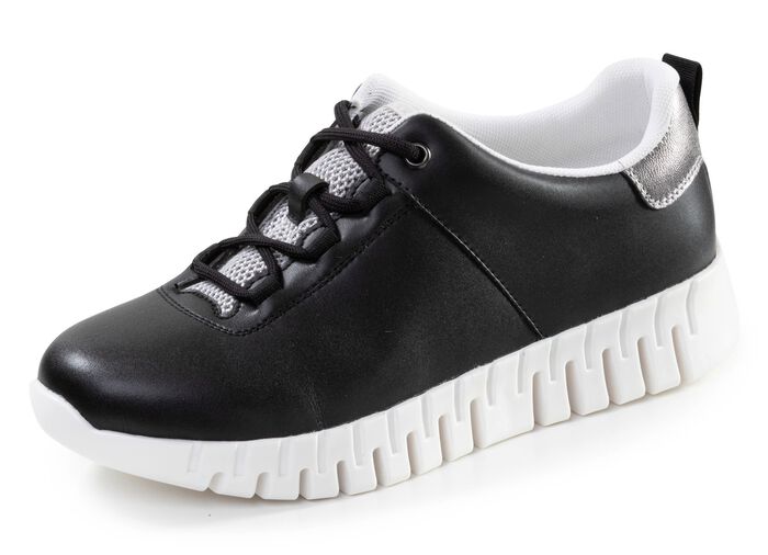 ELENA EDEN, stylische Damen-Sneaker, Weite G, mit herausnehmbarem Fussbett SCHWARZ-ALTSILBER