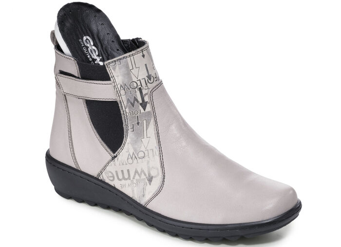 Gemini Stiefelette aus teilweise bedrucktem Rind-Nappaleder KIESEL