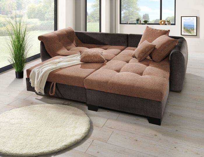 Bequeme Polsterecke mit Bettfunktion 