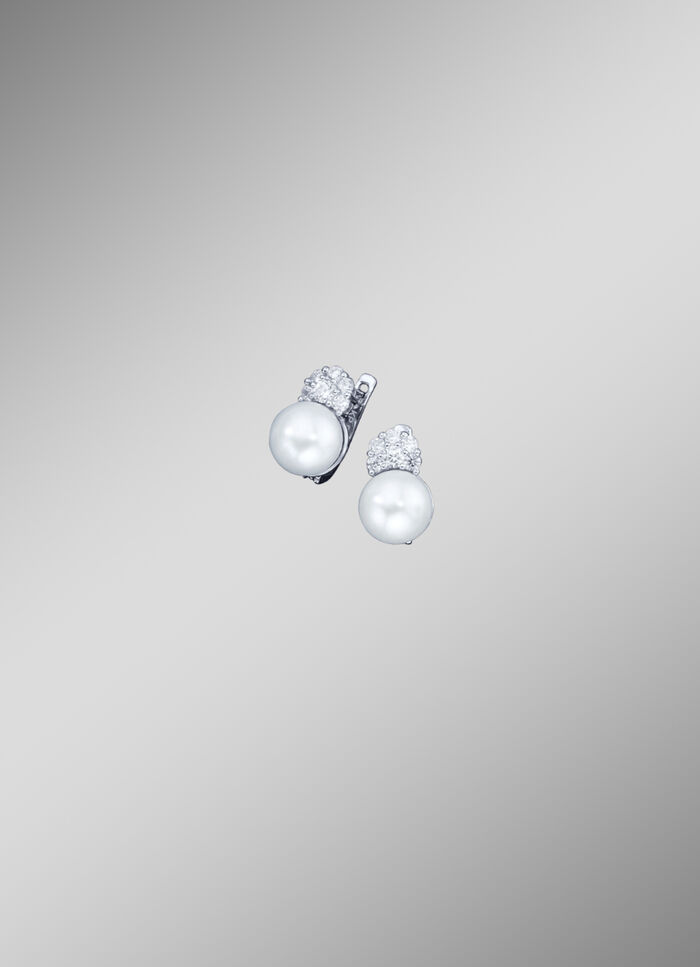 Ohrringe mit Süsswasser-Zuchtperlen und synth. Zirkonia 