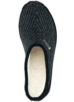 Gef&uuml;tterte Herren-Hausschuhe, mit Schurwolle GRAU-SCHWARZ