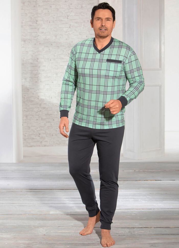 Pyjama mit V-Ausschnitt und Brusttasche 