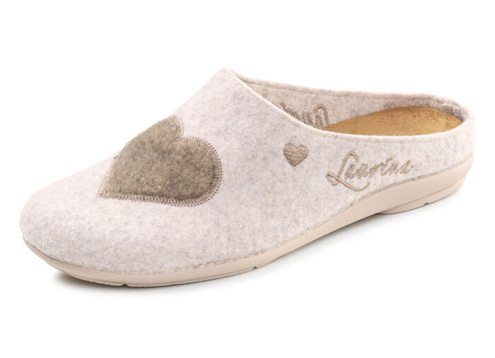Laurina, klassische Damen-Hausschuhe, mit herausnehmbarem Fussbett BEIGE