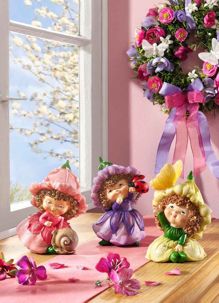 Fr&uuml;hlingselfen von Hand bemalt, 3er-Set 