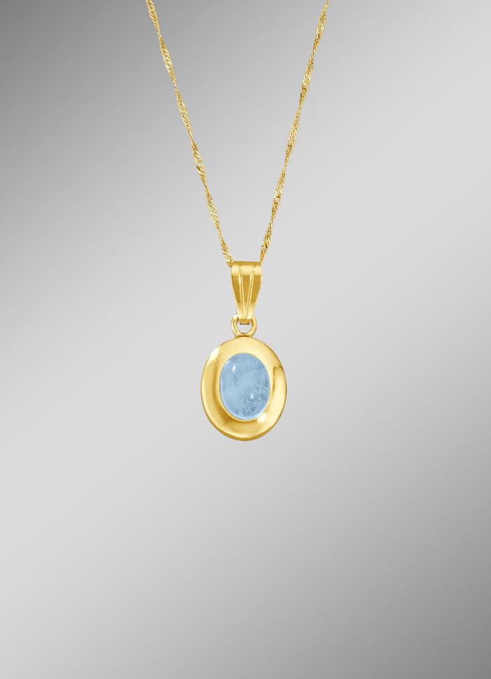 Anhänger mit echtem Aquamarin-Cabochon