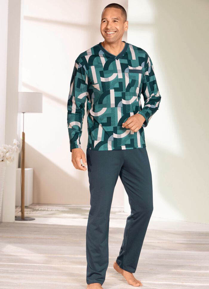 Pyjama mit V-Ausschnitt und Brusttasche 