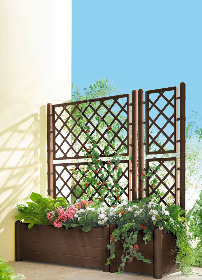 Pflanzkasten mit Spalierwand BRAUN