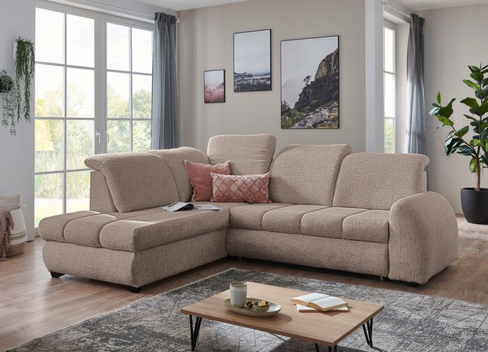Polsterecke mit Funktion und verstellbaren Kopfst&uuml;tzen BEIGE