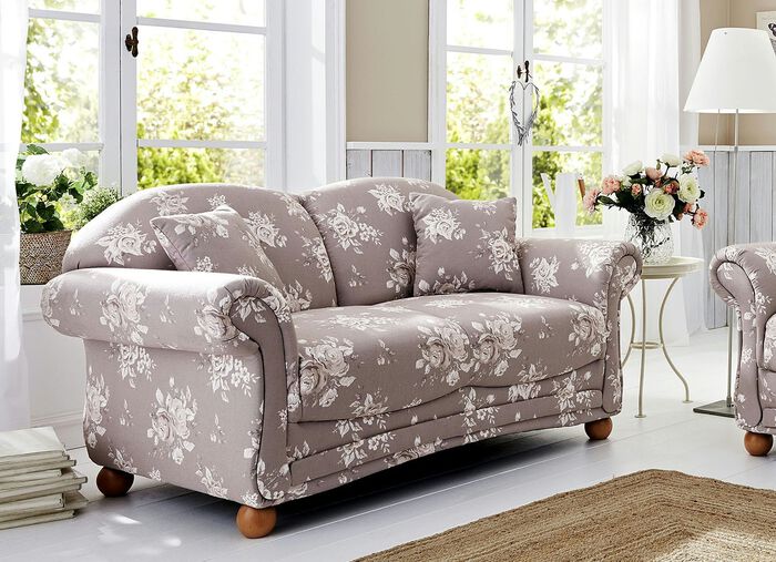 Romantisch-blumige Polstermöbel BRAUN-BEIGE