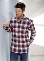 «King's Road»-Flanellhemd mit Button-down-Kragen WEINROT-ECRU-BLAU KARIERT