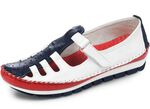 Gemini, klassische Damen-Slipper, Weite G, mit herausnehmbarem Fussbett WEISS-MARINE-ROT