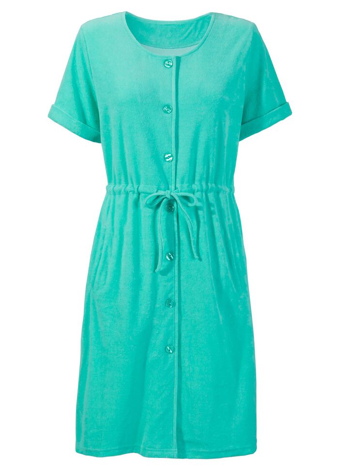 Frottier-Kleid mit durchgehender Knopfleiste 