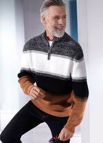 Troyer mit kurzem Reissverschluss WEISS-SCHWARZ-CAMEL