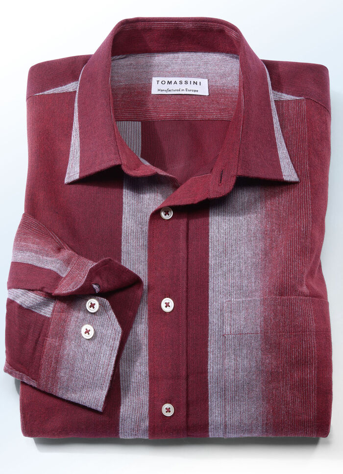 Hemd in modernem Streifendessin BORDEAUX-WEINROT-HELLGRAU