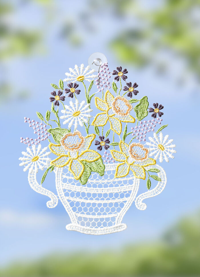 Fensterbild aus echter Plauener Spitze 