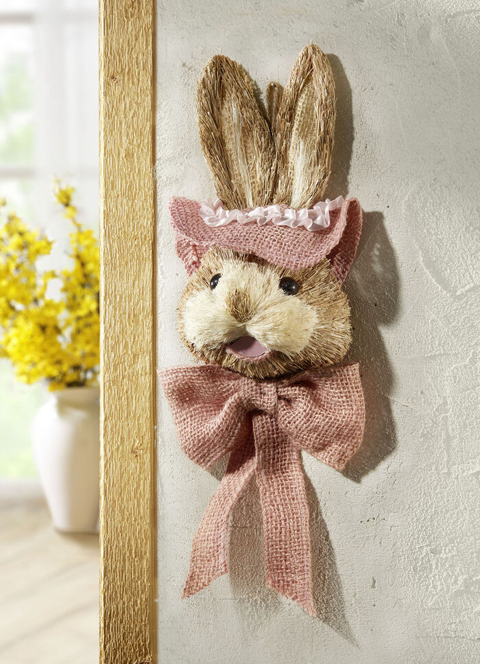 Hasenkopf aus Stroh, Jute und Kunstmaterial ROSA