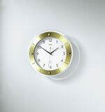 Hochwertige Wanduhr von AMS, aus facettiertem Mineralglas GOLD