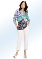 Hose in 7/8-Länge mit interessantem Fransenabschluss ECRU