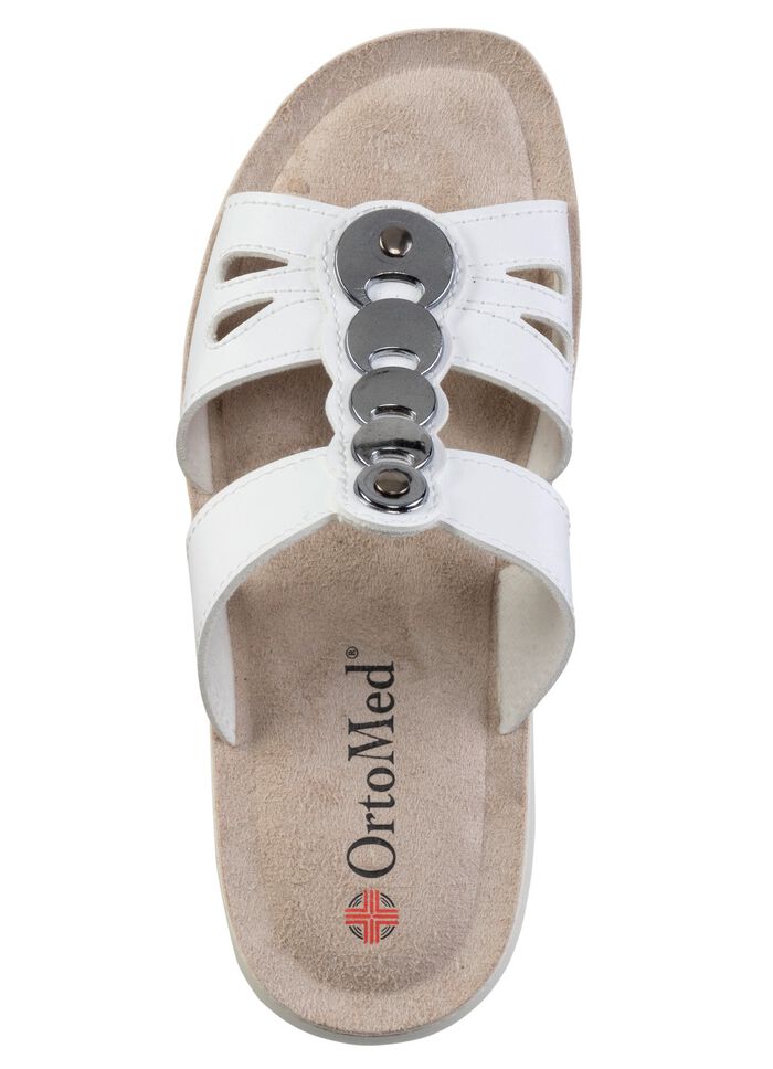 Pantolette mit gl&auml;nzendem Schmuck WEISS