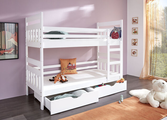 Etagenbett aus massivem Kiefernholz WEISS