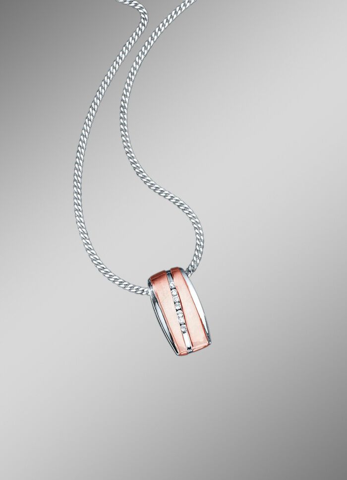 Anh&auml;nger mit synth. Zirkonia und Panzerkette 